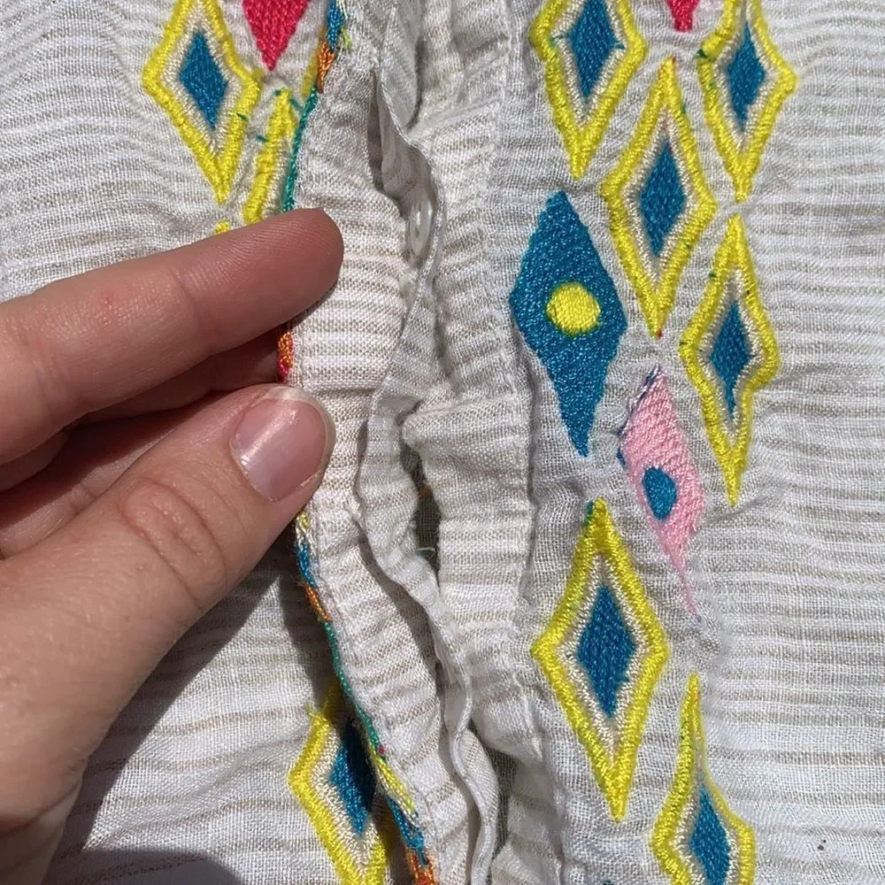 [mini MOCHI] Embroidered Linen Dress - Size 8-9